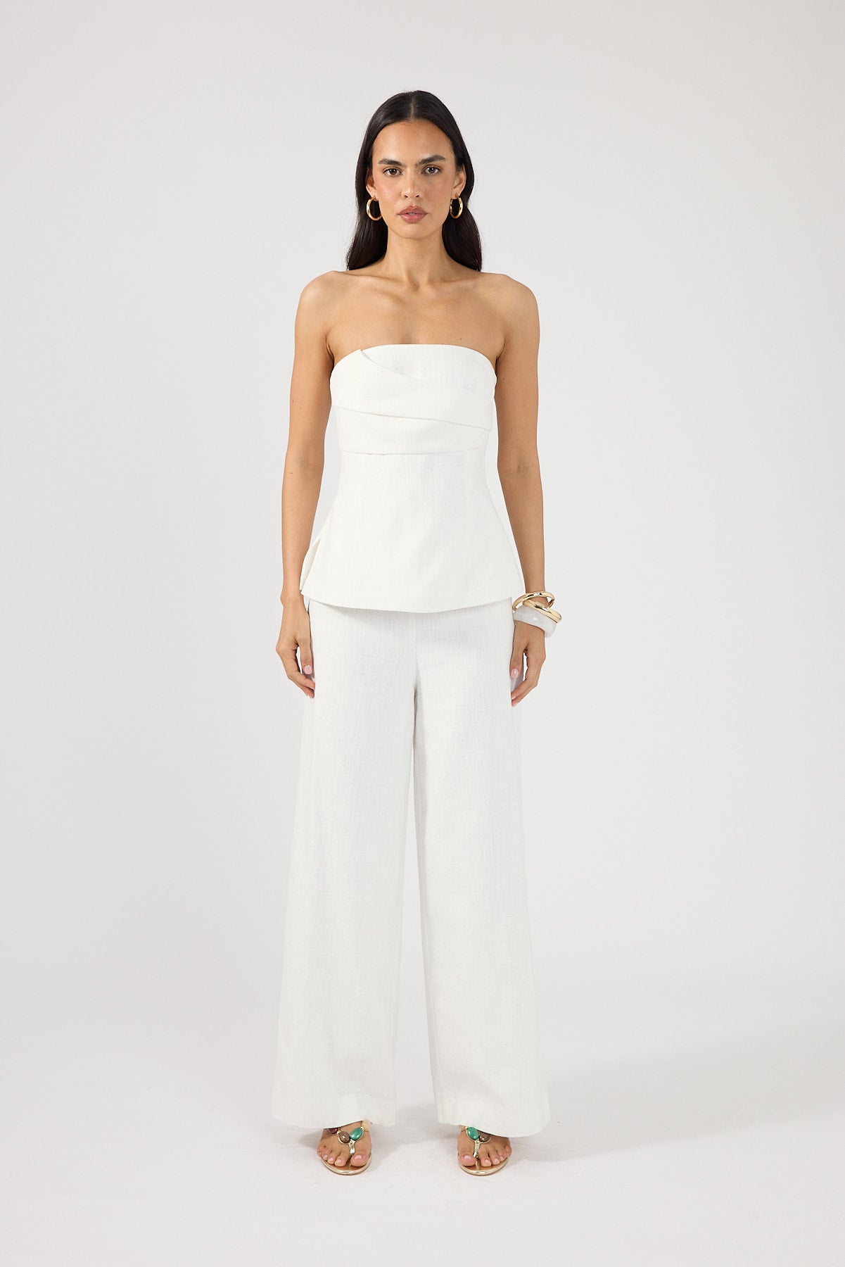 Perfect Stranger Frances Strapless Linen Top White