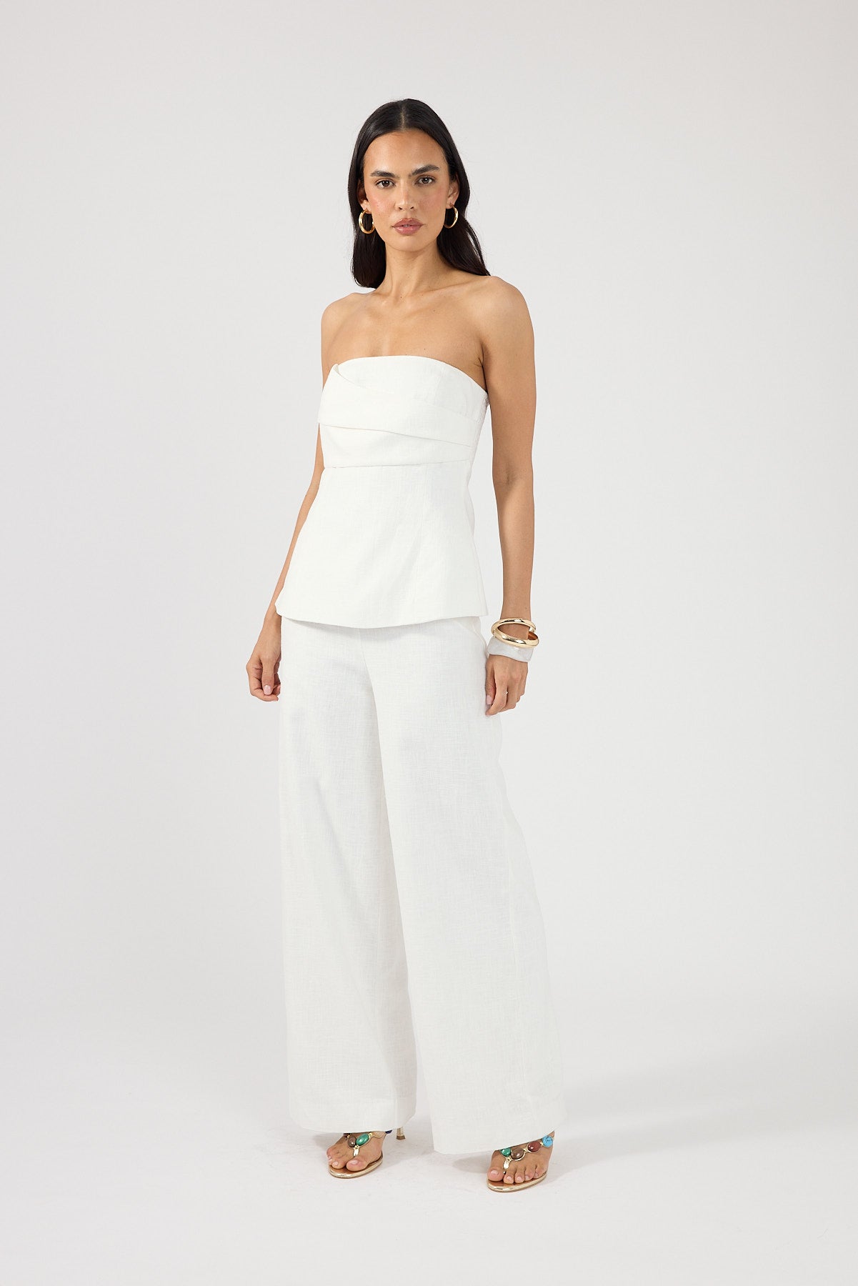 Perfect Stranger Frances Strapless Linen Top White