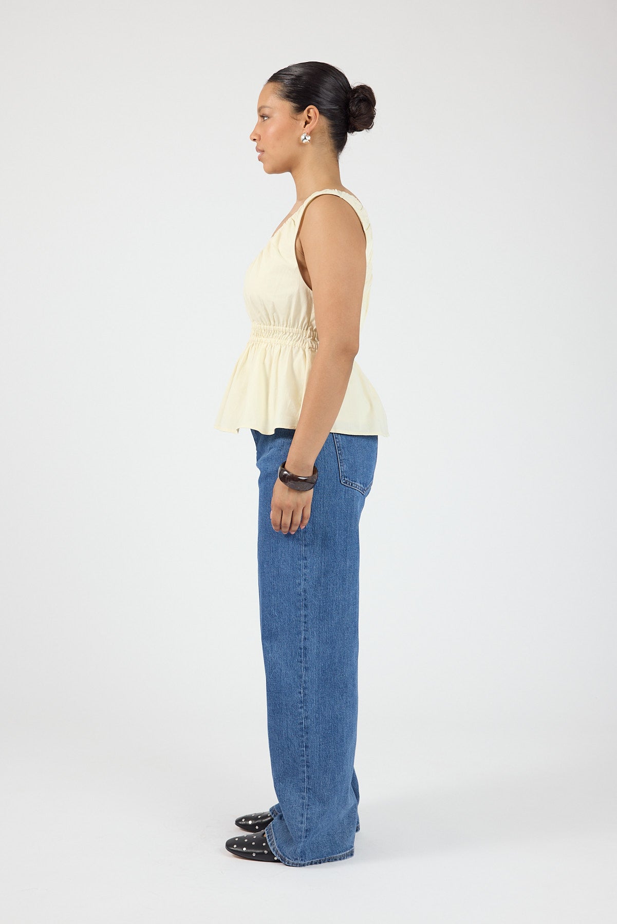 Perfect Stranger Malibu Gathered Top Yellow