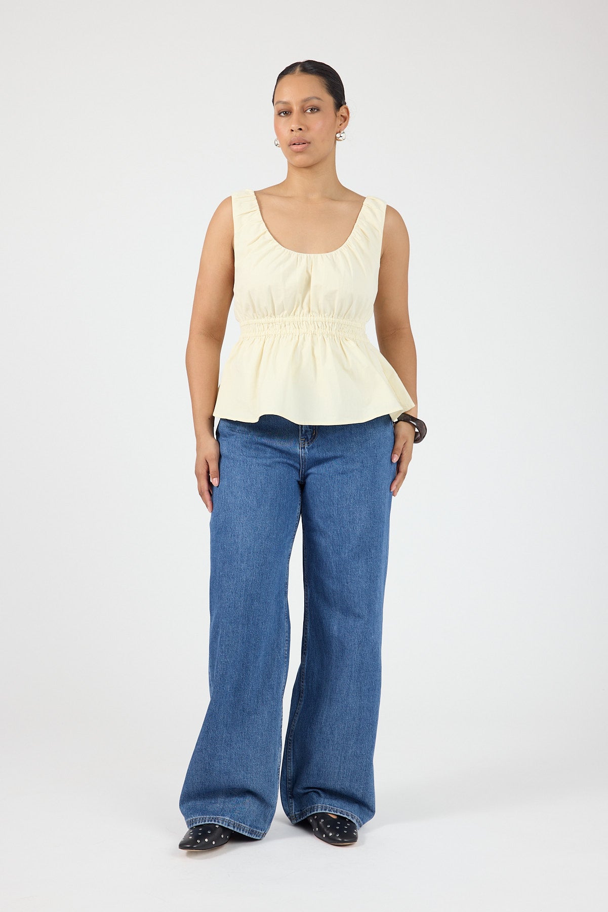 Perfect Stranger Malibu Gathered Top Yellow