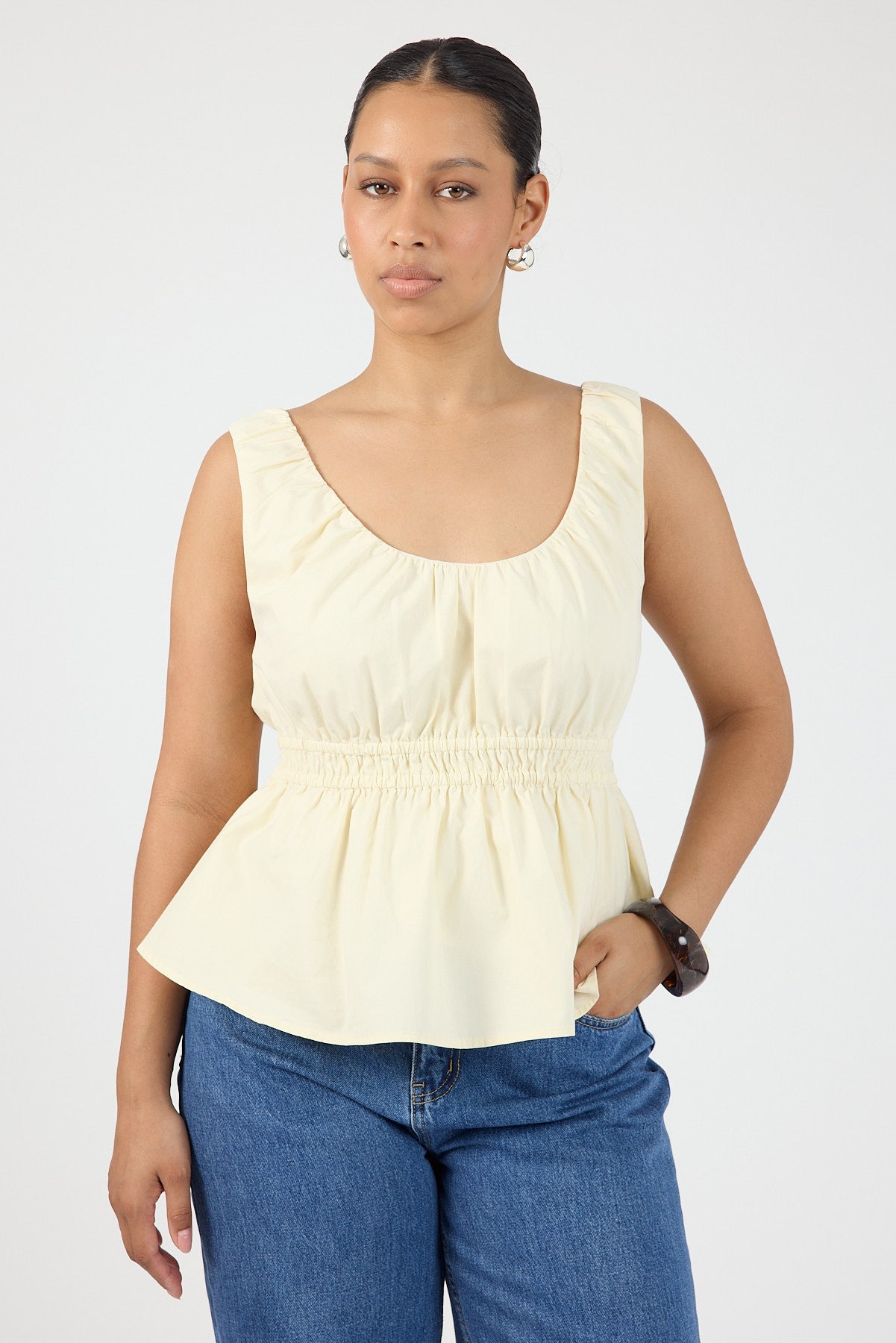 Perfect Stranger Malibu Gathered Top Yellow