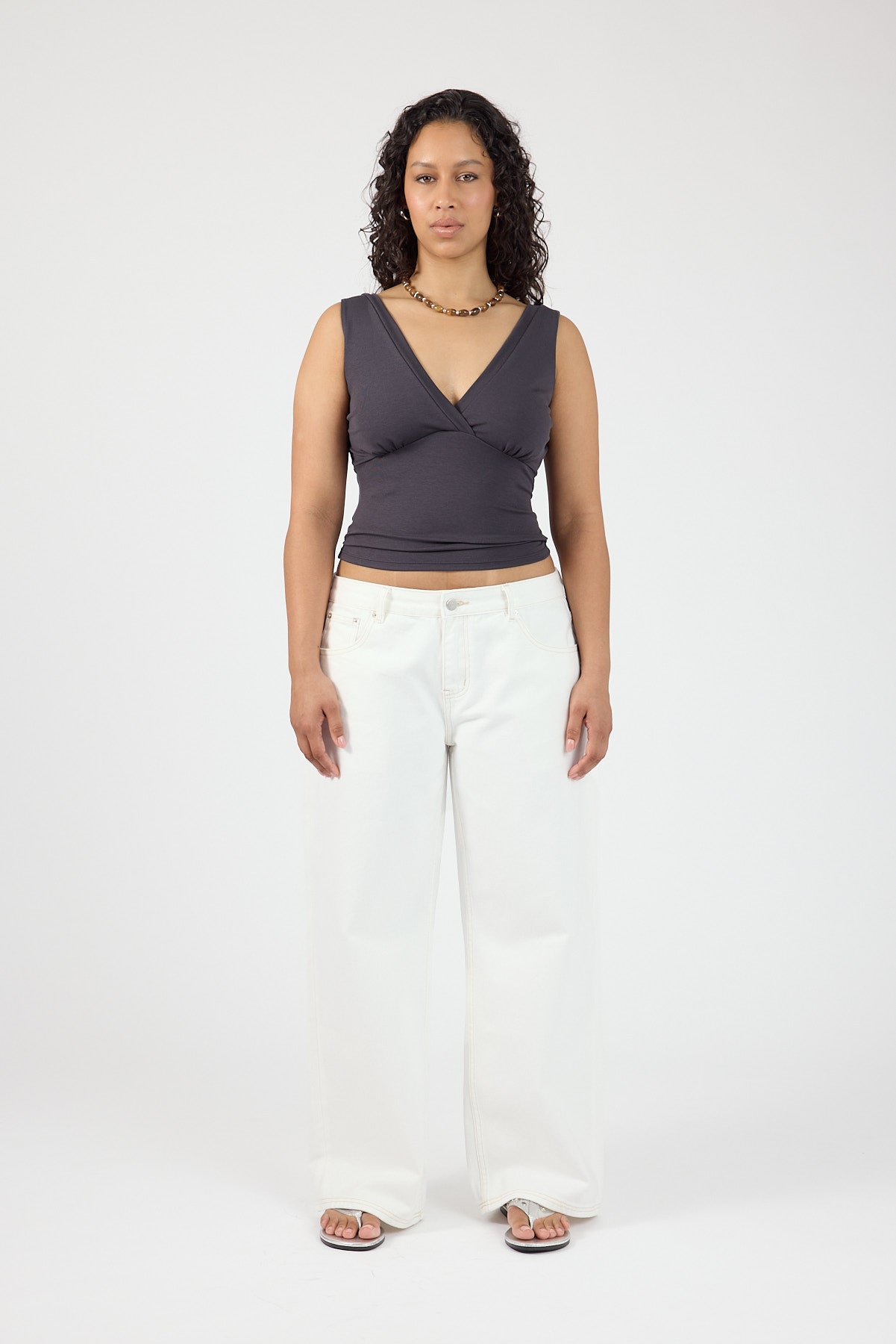 Perfect Stranger Mara Sleeveless Tank Charcoal