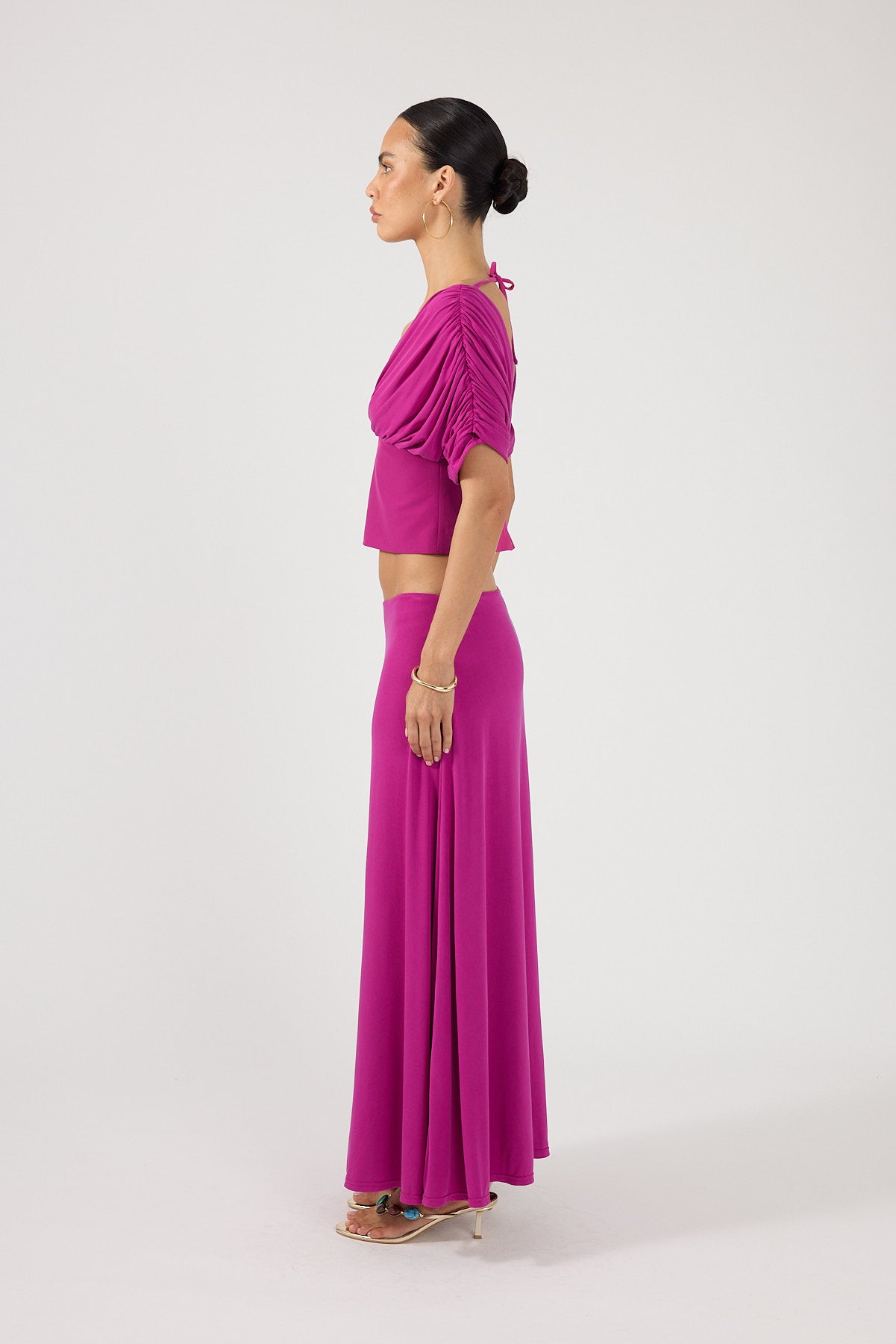 Perfect Stranger Caspian Gathered Top Magenta