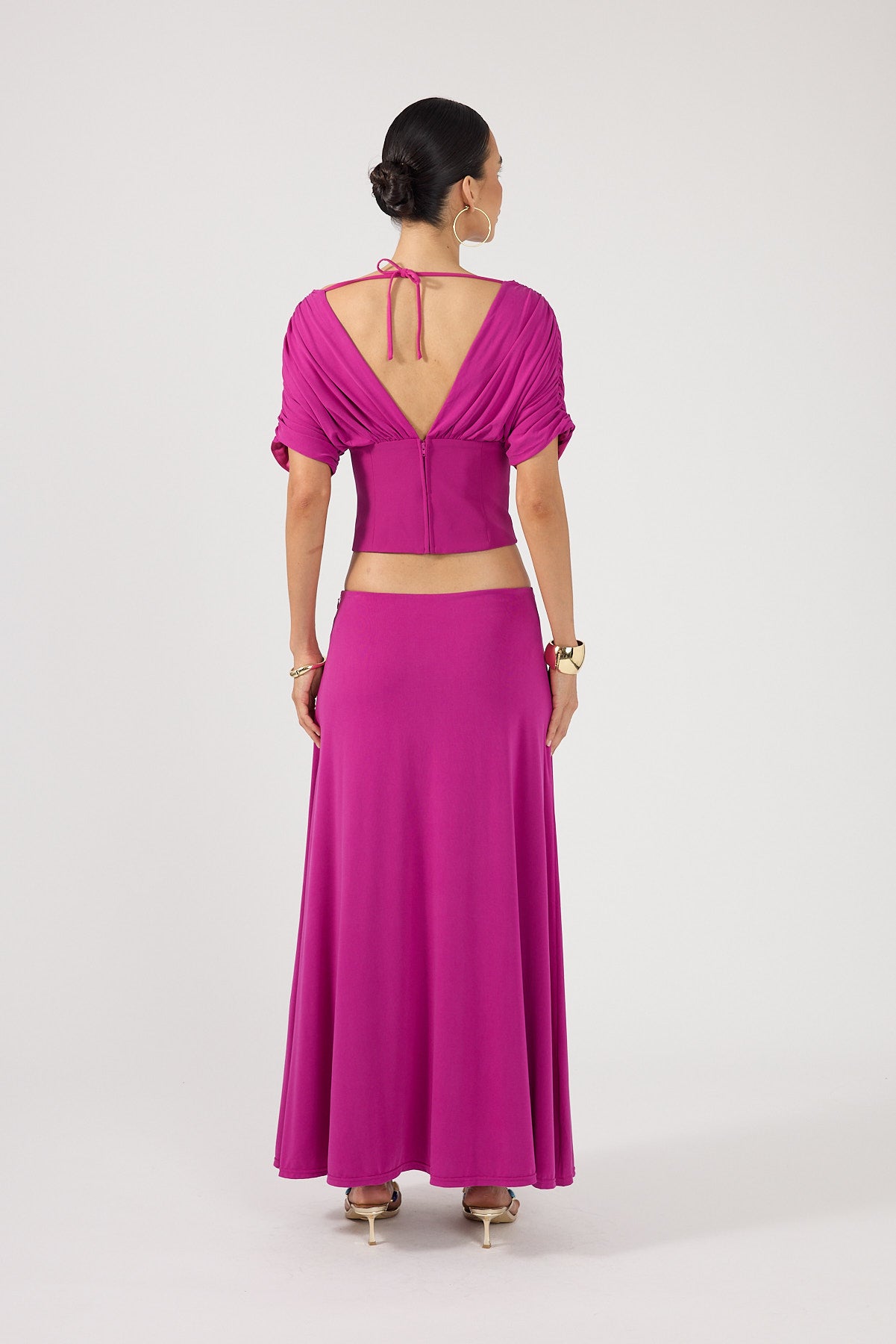Perfect Stranger Caspian Gathered Top Magenta