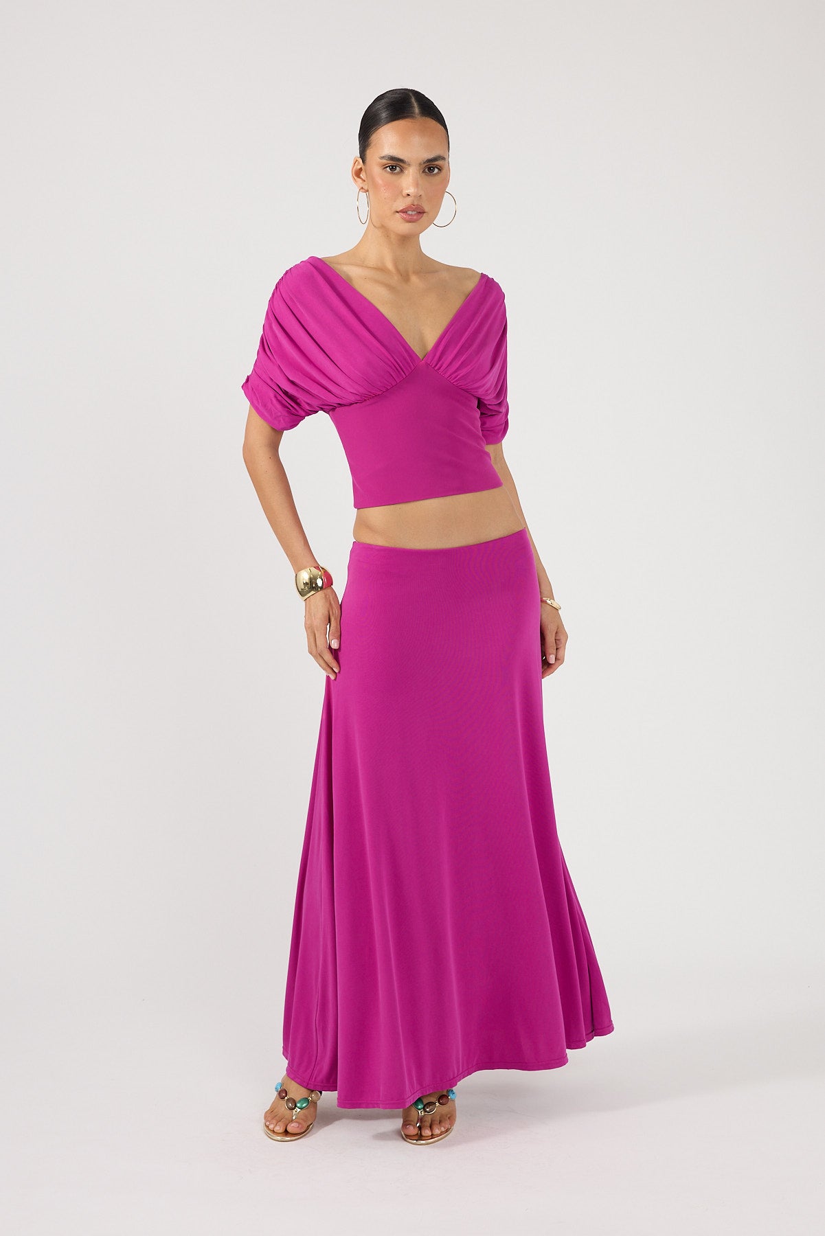 Perfect Stranger Caspian Maxi Skirt Magenta