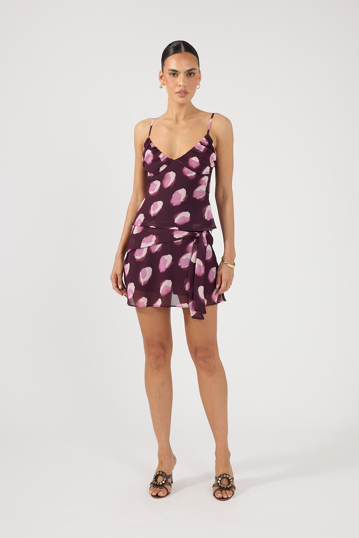 Perfect Stranger Jemma Tie Skort Plum Print