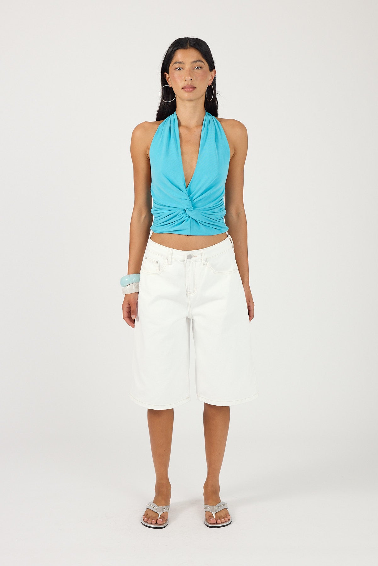 Perfect Stranger Rani Twist Front Top Turquoise