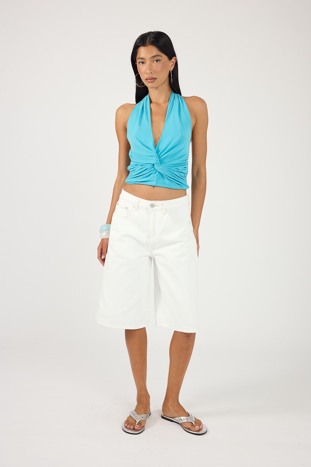 Perfect Stranger Rani Twist Front Top Turquoise