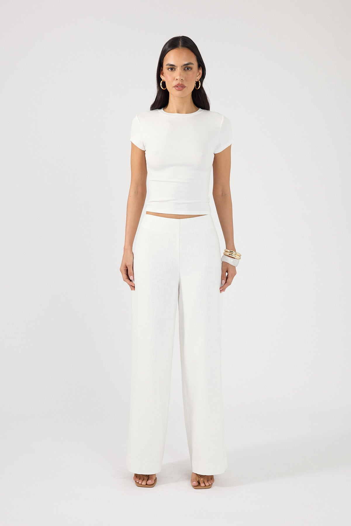 Perfect Stranger Frances Linen High Rise Pant White