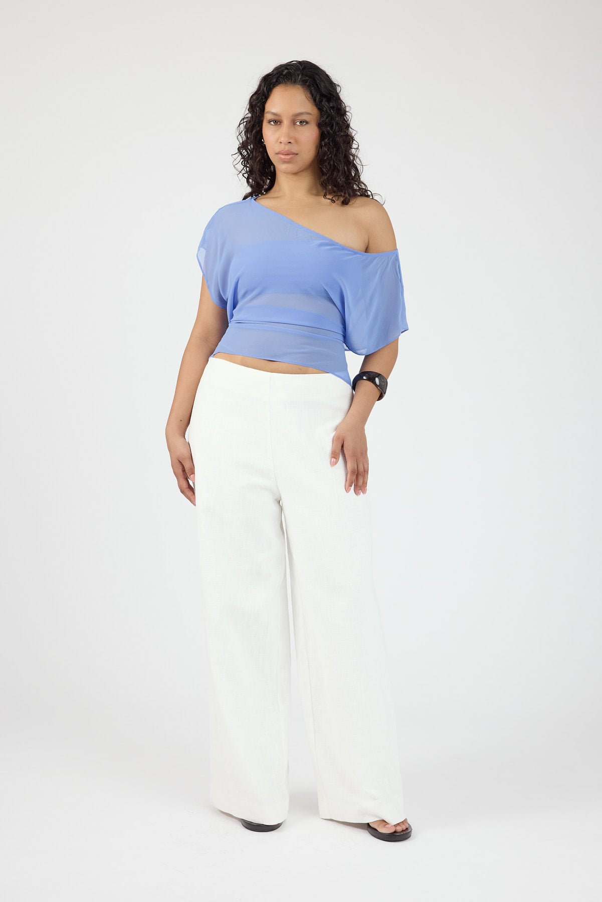 Perfect Stranger Frances Linen High Rise Pant White