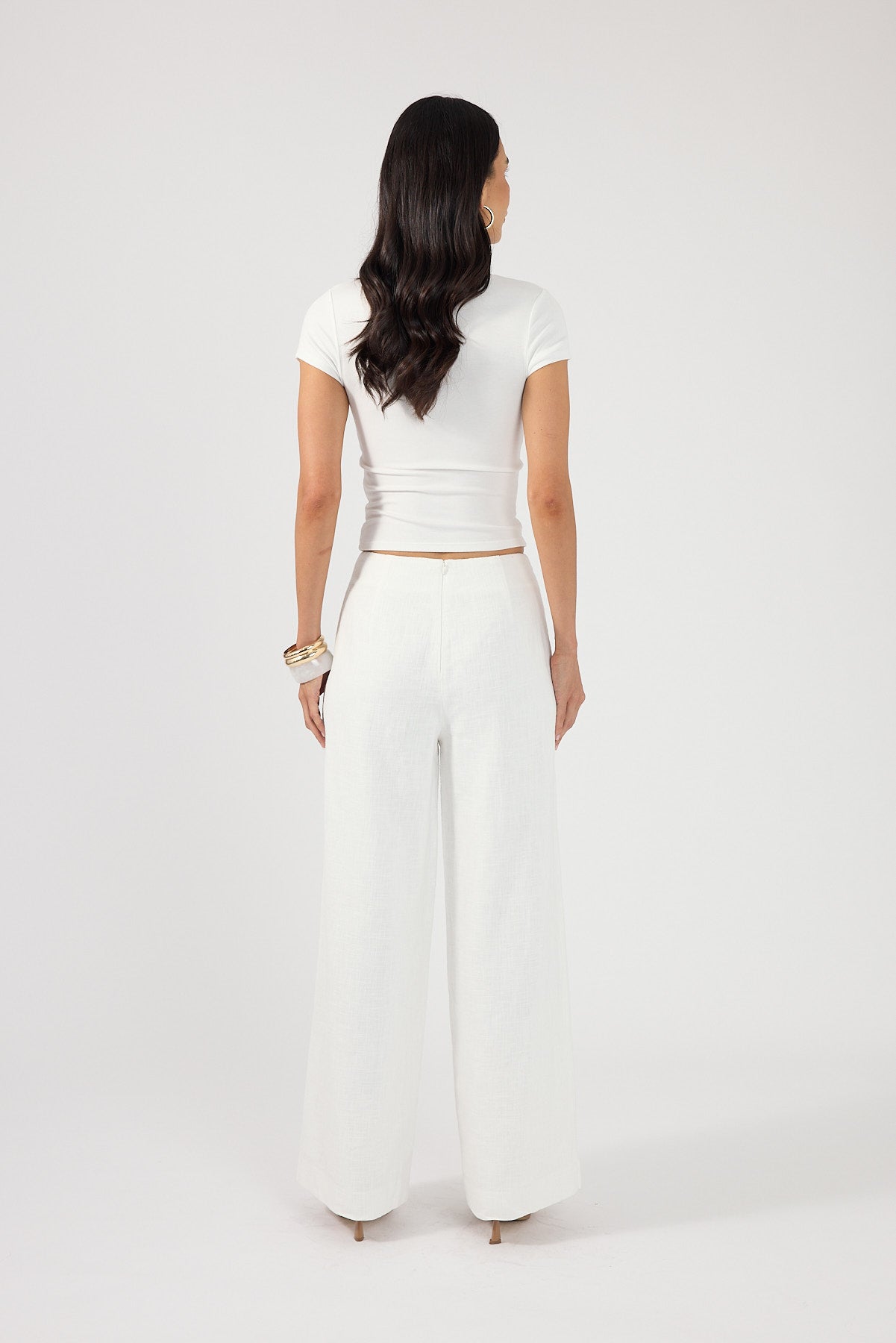 Perfect Stranger Frances Linen High Rise Pant White