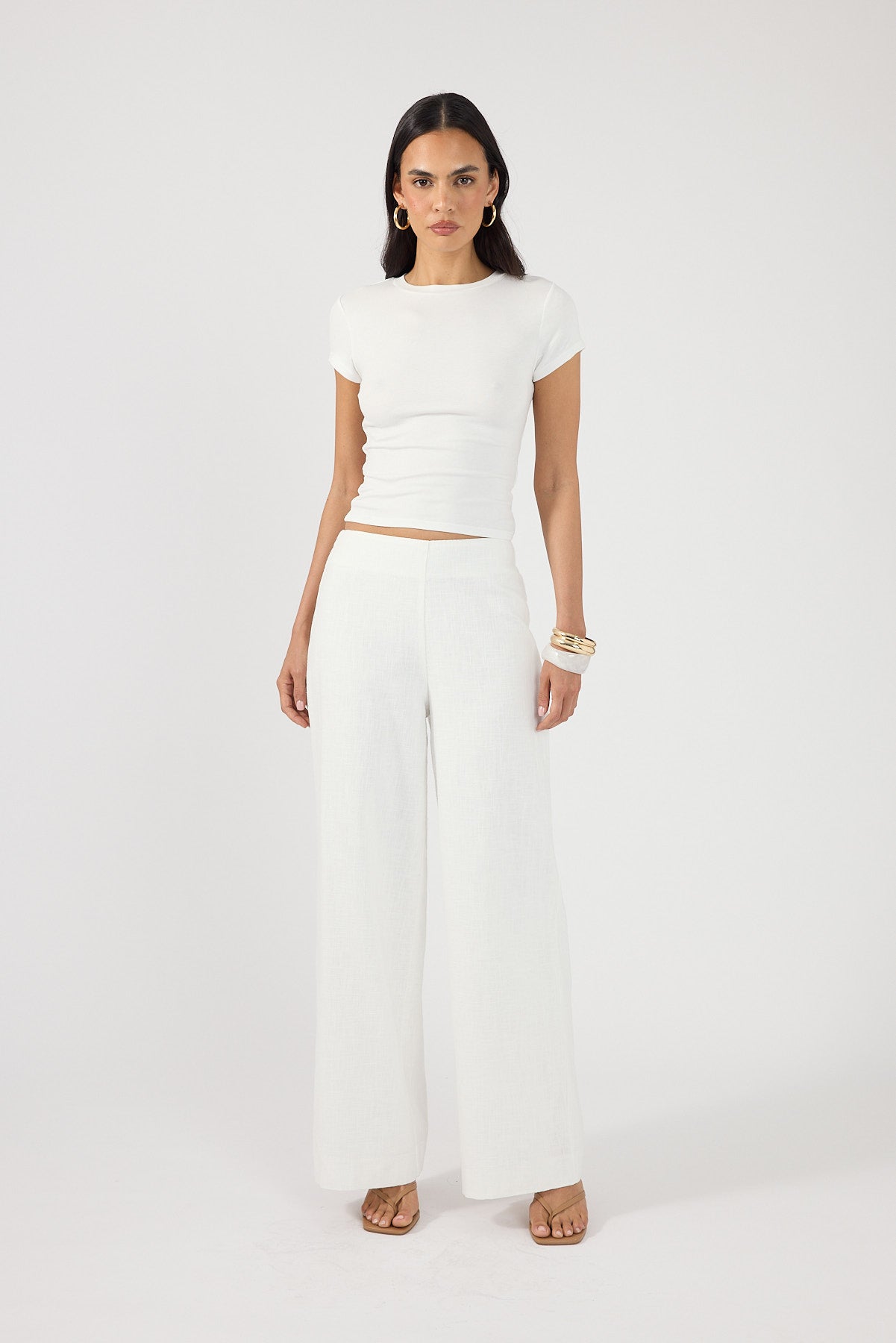 Perfect Stranger Frances Linen High Rise Pant White
