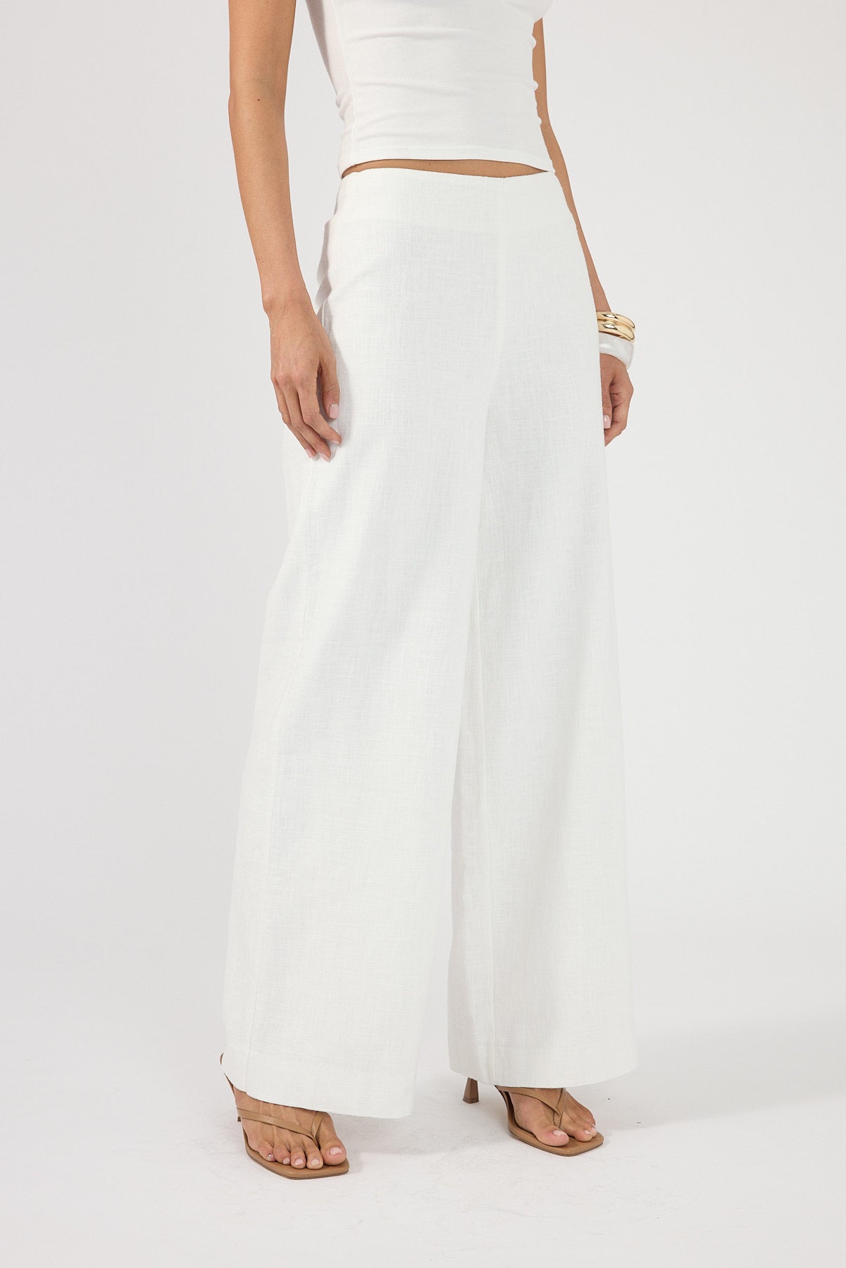 Perfect Stranger Frances Linen High Rise Pant White
