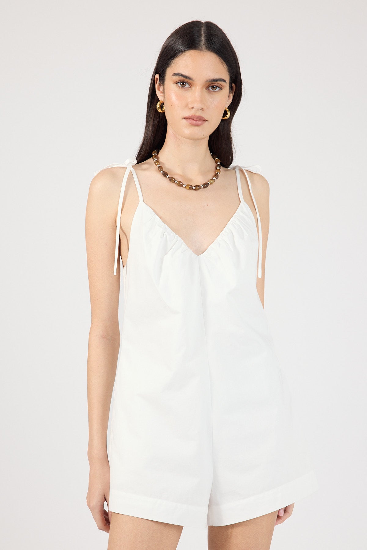 Perfect Stranger Jennifer Gathered Playsuit White
