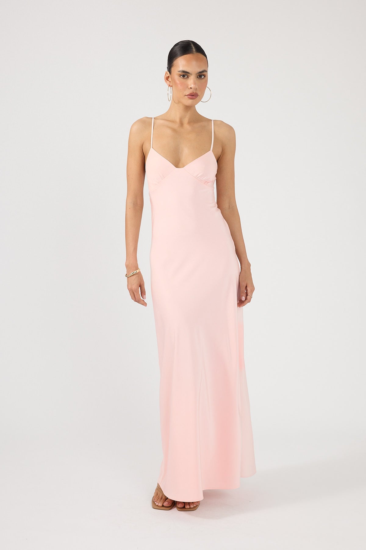 Perfect Stranger Easton Satin Maxi Dress Pink