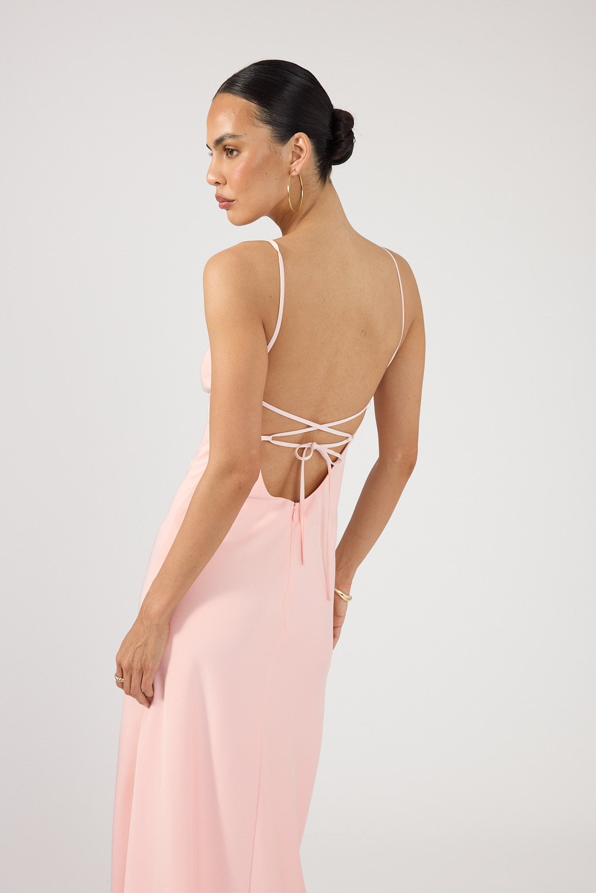 Perfect Stranger Easton Satin Maxi Dress Pink