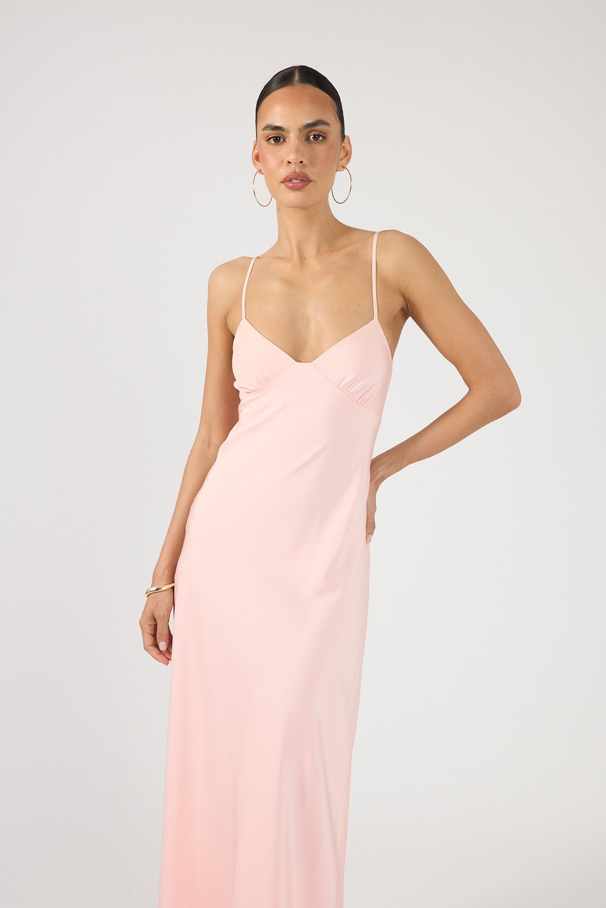 Perfect Stranger Easton Satin Maxi Dress Pink