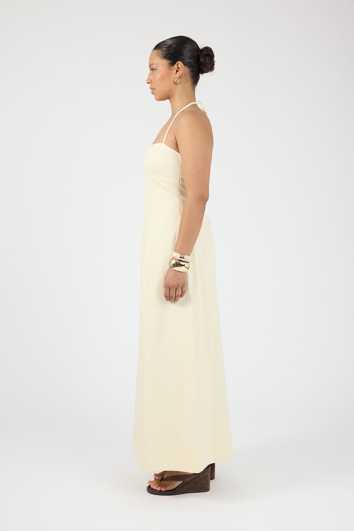 Perfect Stranger Malibu Halter Maxi Dress Yellow