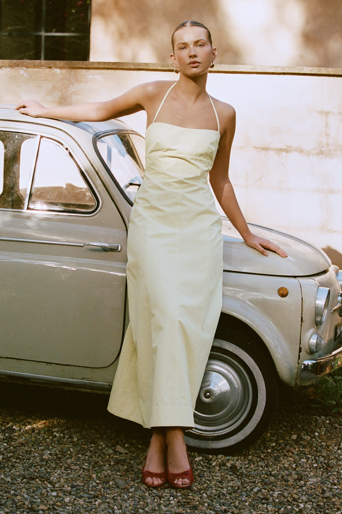 Perfect Stranger Malibu Halter Maxi Dress Yellow