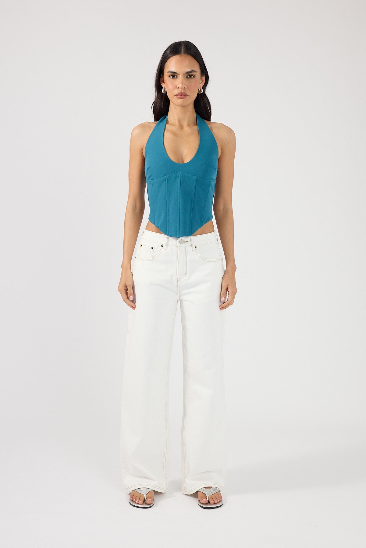Perfect Stranger Kai Halter Corset Top Aqua