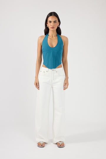 Perfect Stranger Kai Halter Corset Top Aqua