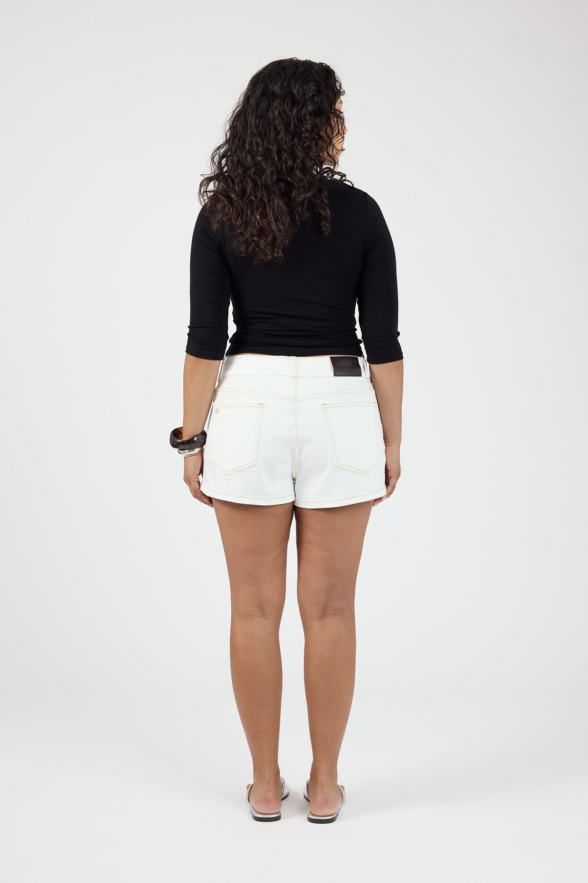 Perfect Stranger Mid Rise Denim Short Off White