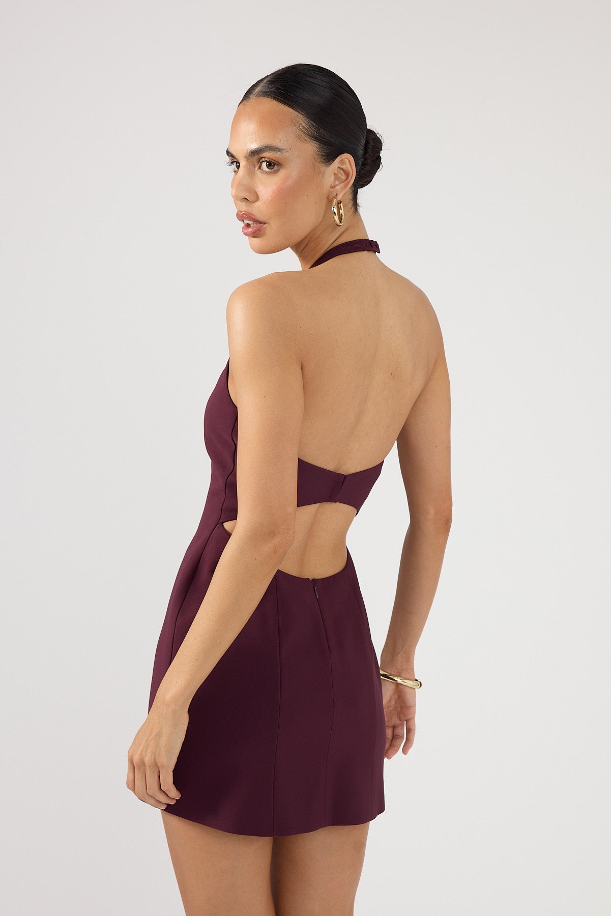 Perfect Stranger Iris Halter Mini Dress Plum