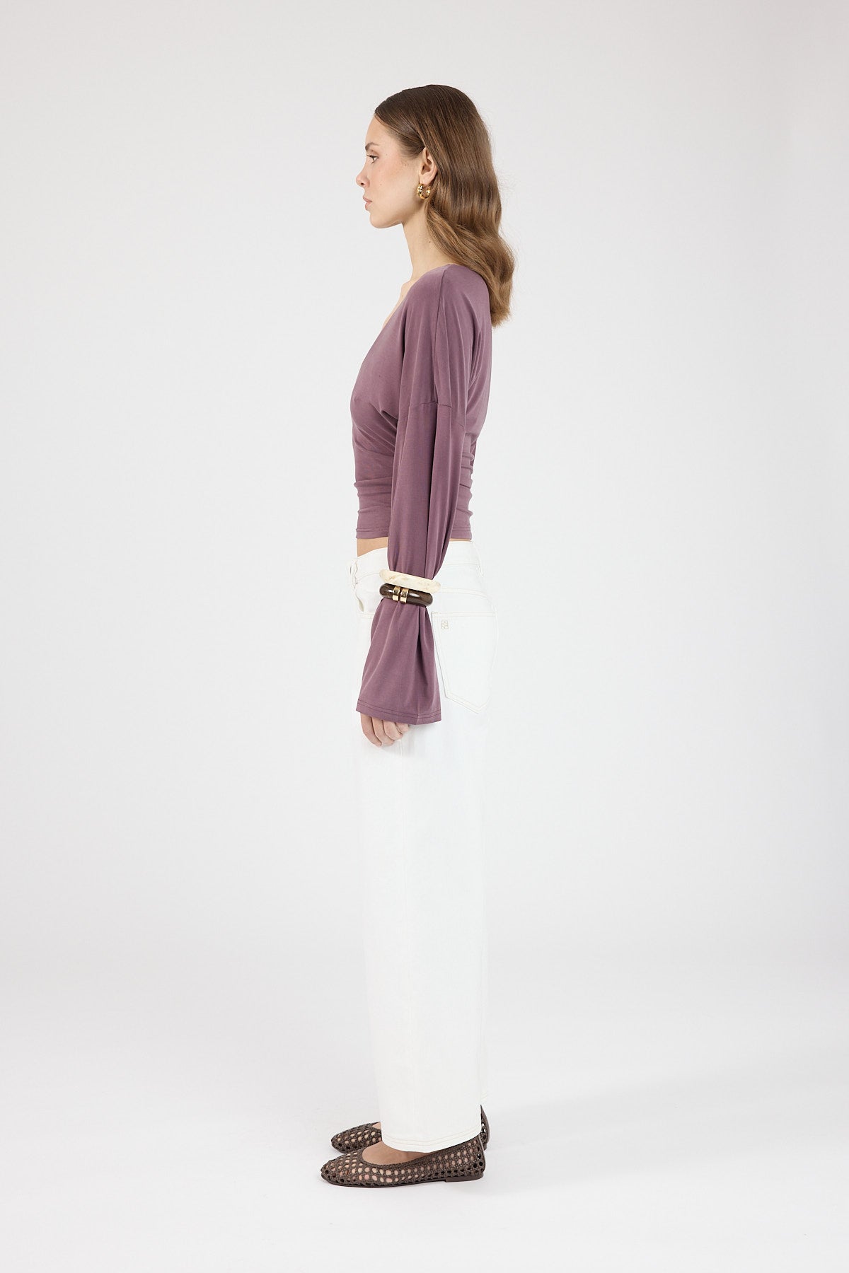 Perfect Stranger Petite Low Rise Baggy Jean Off White