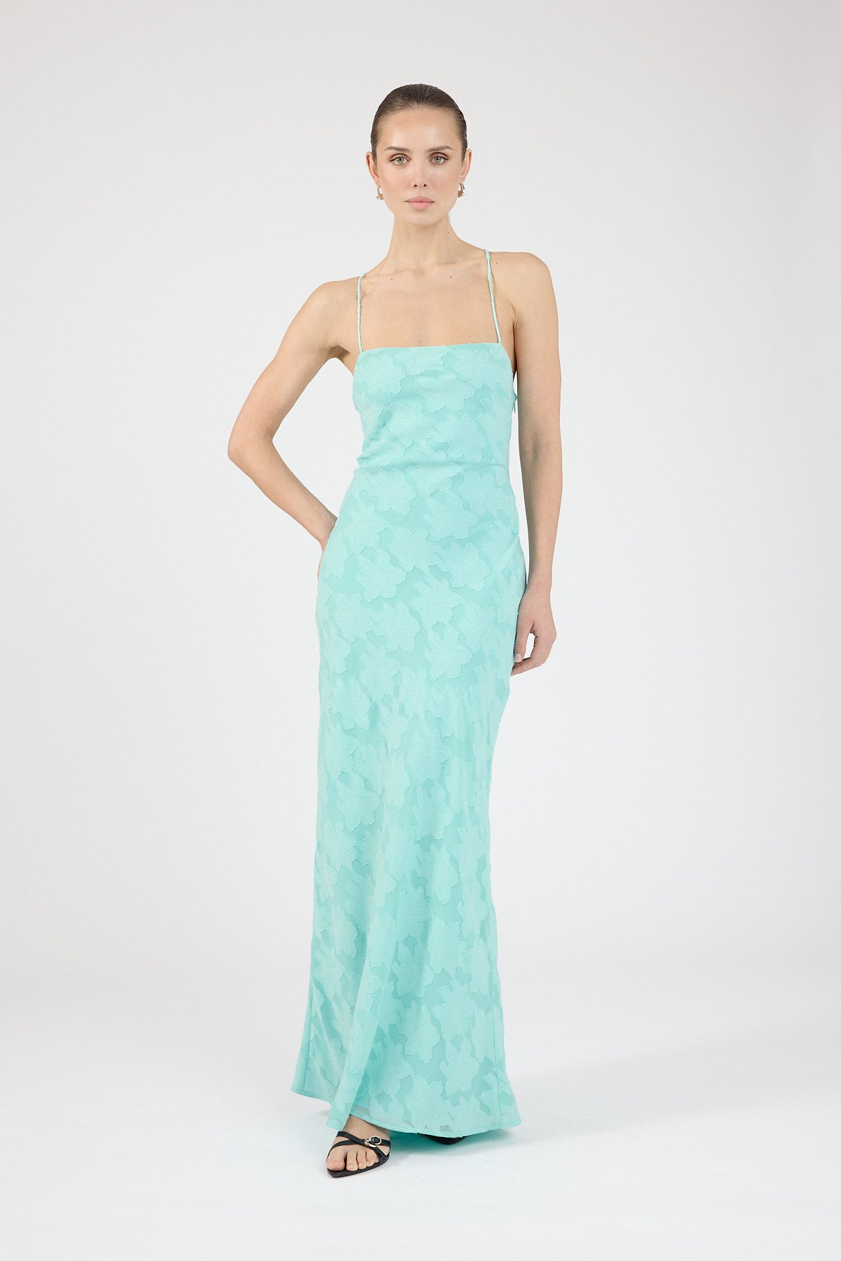 Perfect Stranger Hattie Jacquard Maxi Dress Aqua