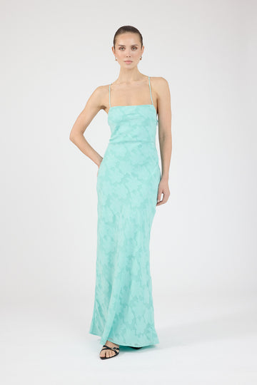 Perfect Stranger Hattie Jacquard Maxi Dress Aqua