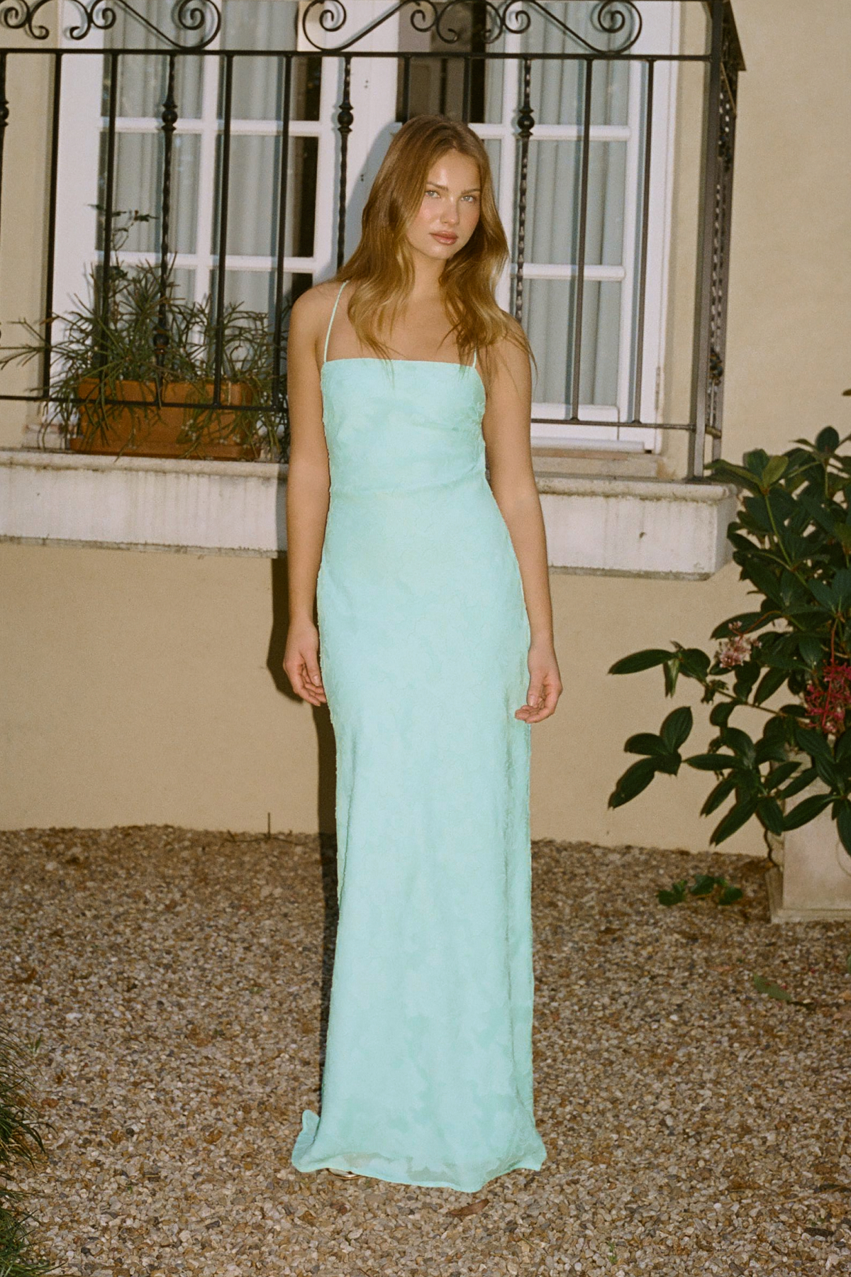 Perfect Stranger Hattie Jacquard Maxi Dress Aqua