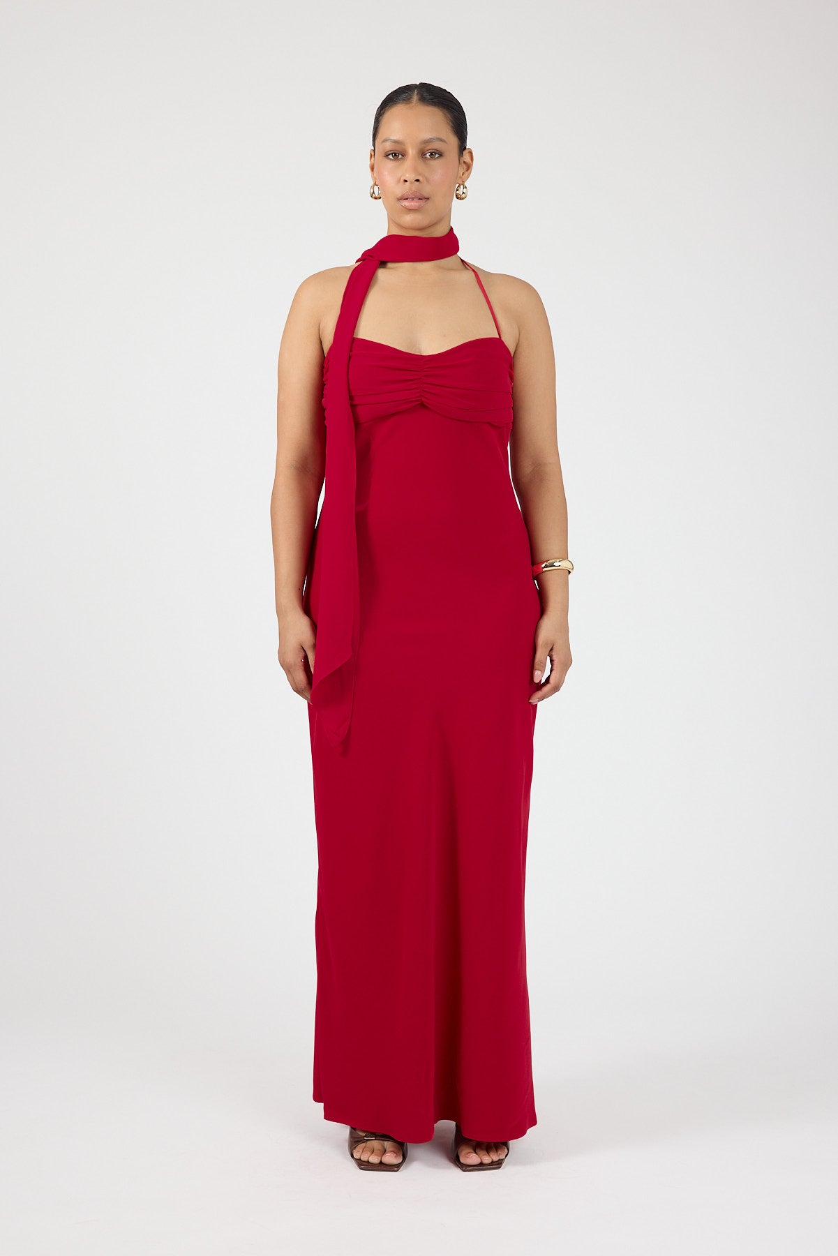 Perfect Stranger Luccia Scarf Maxi Dress Cherry Red