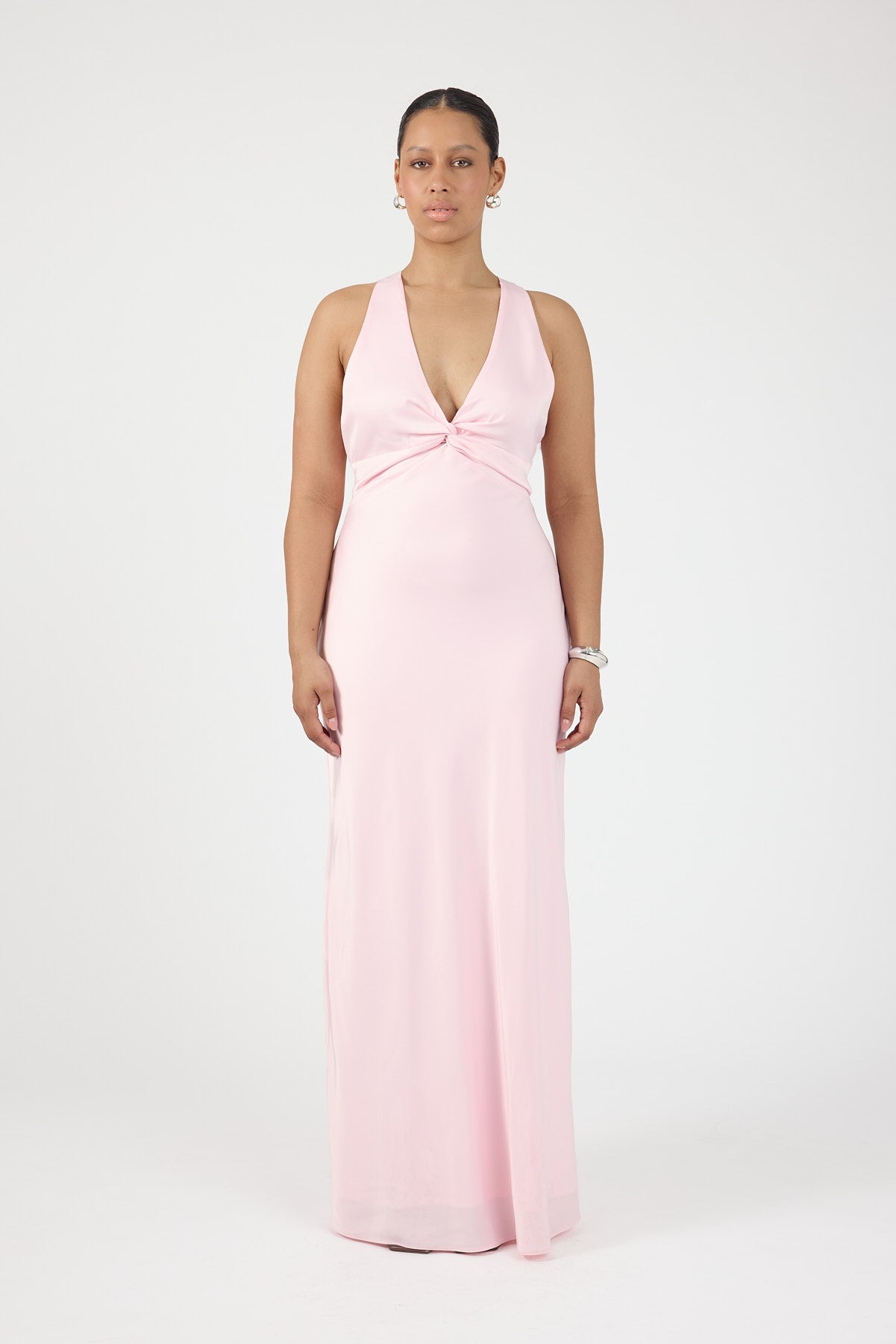 Perfect Stranger Ellie Twist Front Maxi Dress Pale Pink