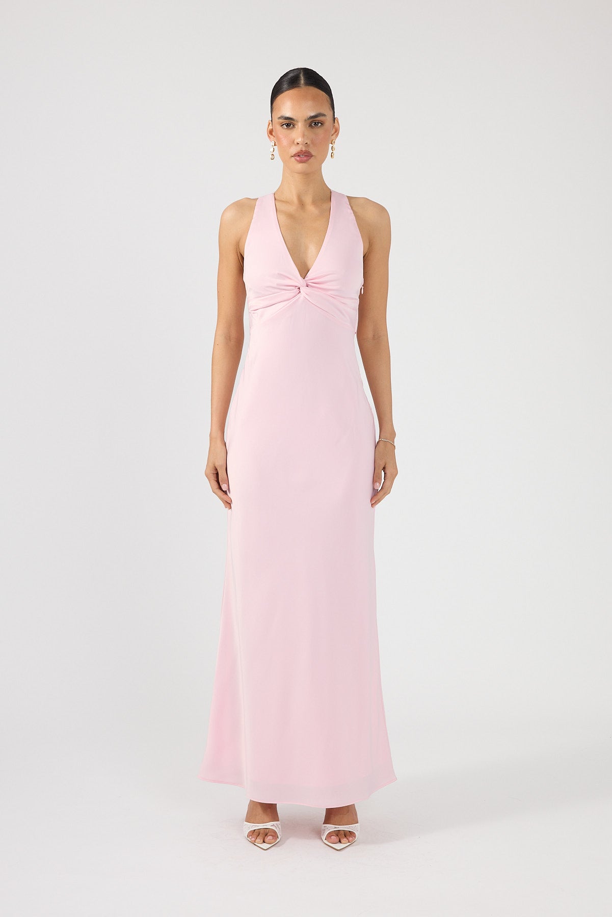 Perfect Stranger Ellie Twist Front Maxi Dress Pale Pink