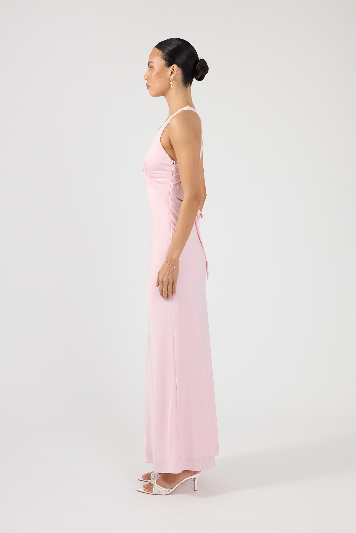 Perfect Stranger Ellie Twist Front Maxi Dress Pale Pink