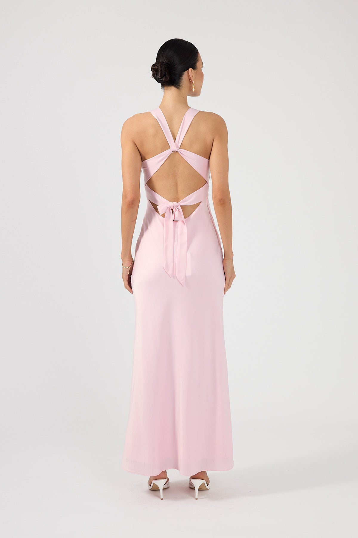 Perfect Stranger Ellie Twist Front Maxi Dress Pale Pink