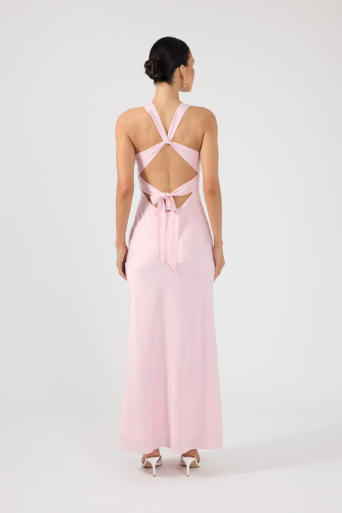 Perfect Stranger Ellie Twist Front Maxi Dress Pale Pink