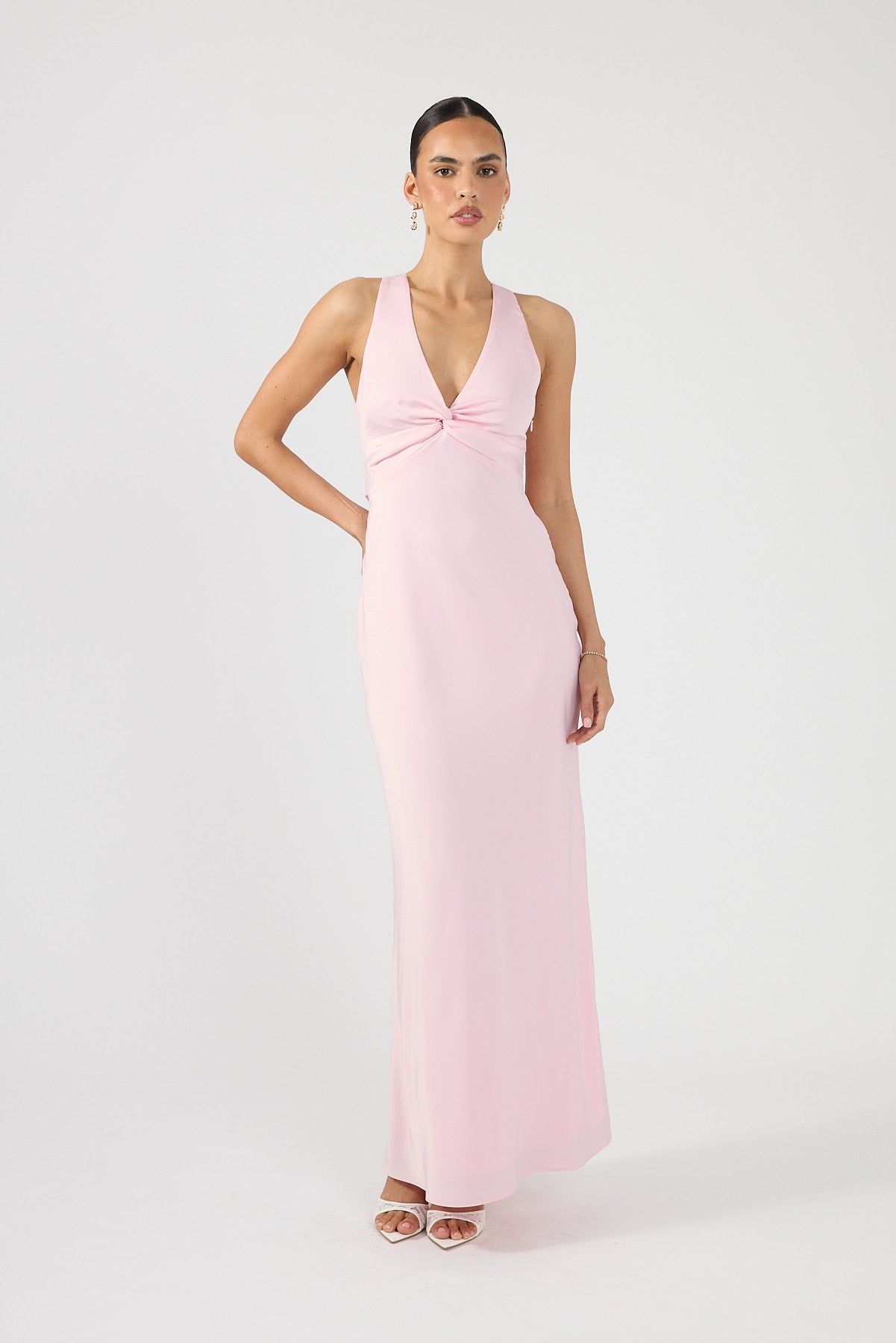 Perfect Stranger Ellie Twist Front Maxi Dress Pale Pink