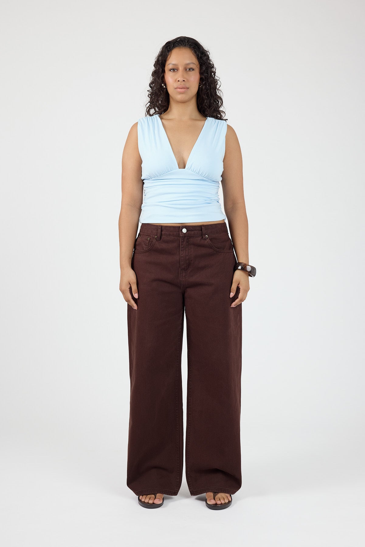Perfect Stranger Ainzley Gathered Top Blue