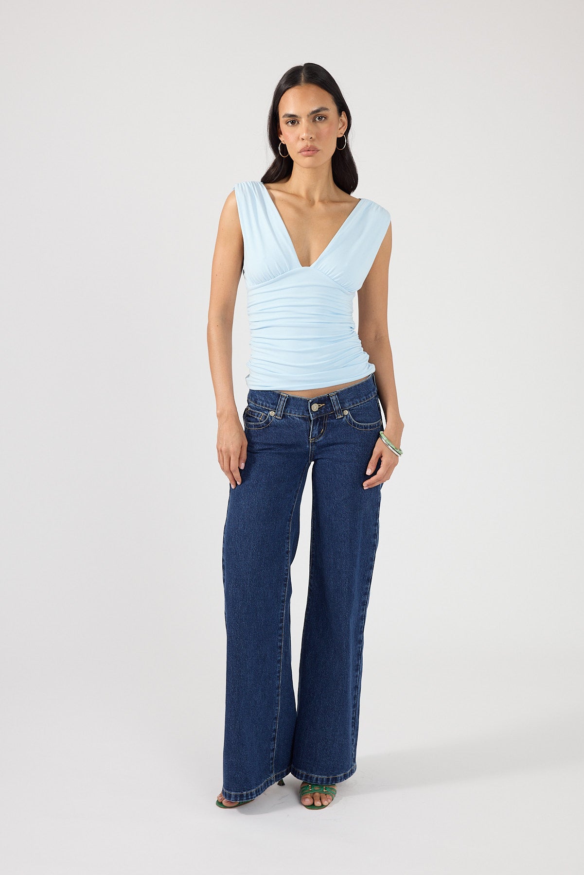 Perfect Stranger Ainzley Gathered Top Blue
