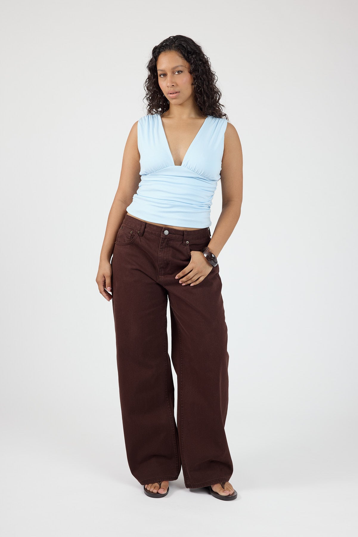 Perfect Stranger Ainzley Gathered Top Blue