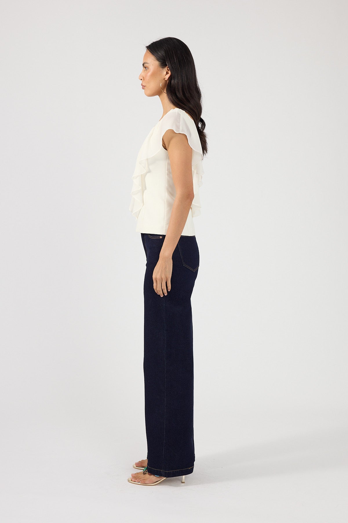 Perfect Stranger Arlo Chiffon V Neck Top Cream