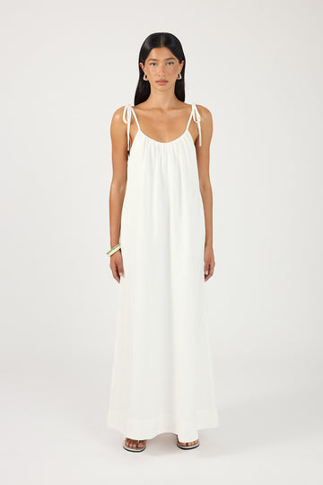 Perfect Stranger Piper Linen Maxi Dress White