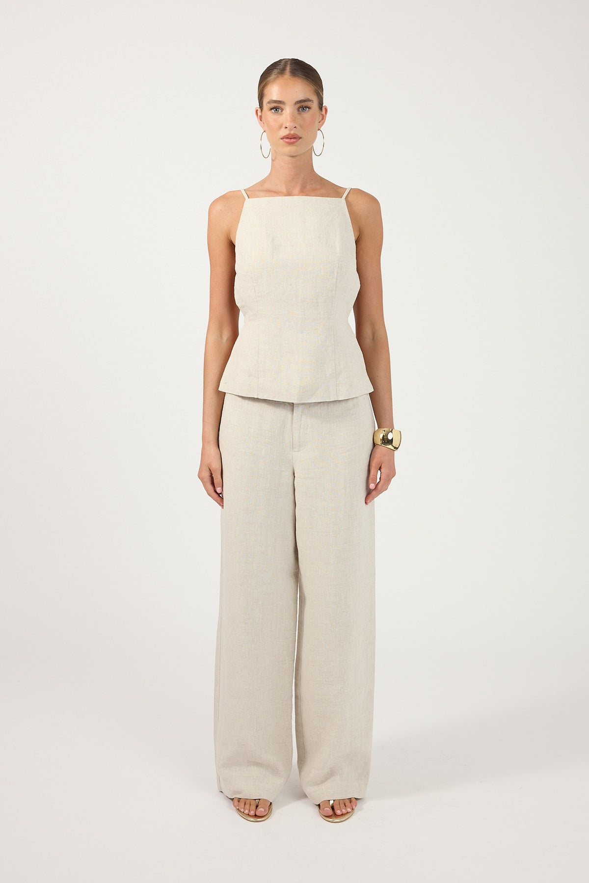 Perfect Stranger Lilah Linen Mid Rise Pant Oat