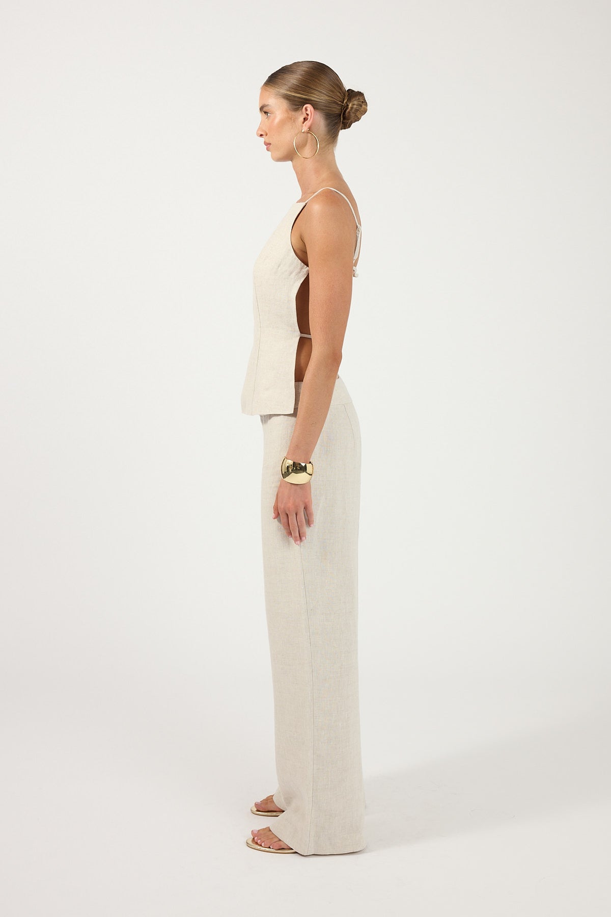 Perfect Stranger Lilah Linen Mid Rise Pant Oat