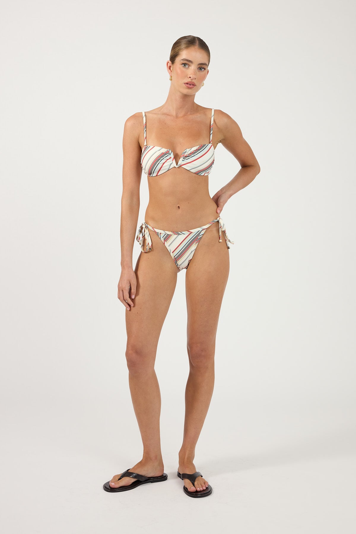 Perfect Stranger Cassie Tie Side Bikini Bottom Multi Stripe