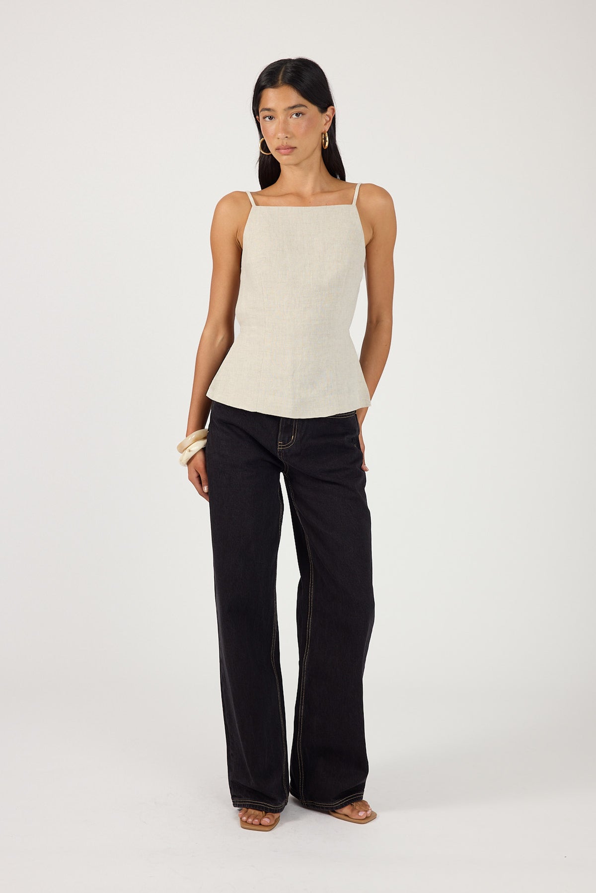 Perfect Stranger Lilah Linen Backless Top Oat