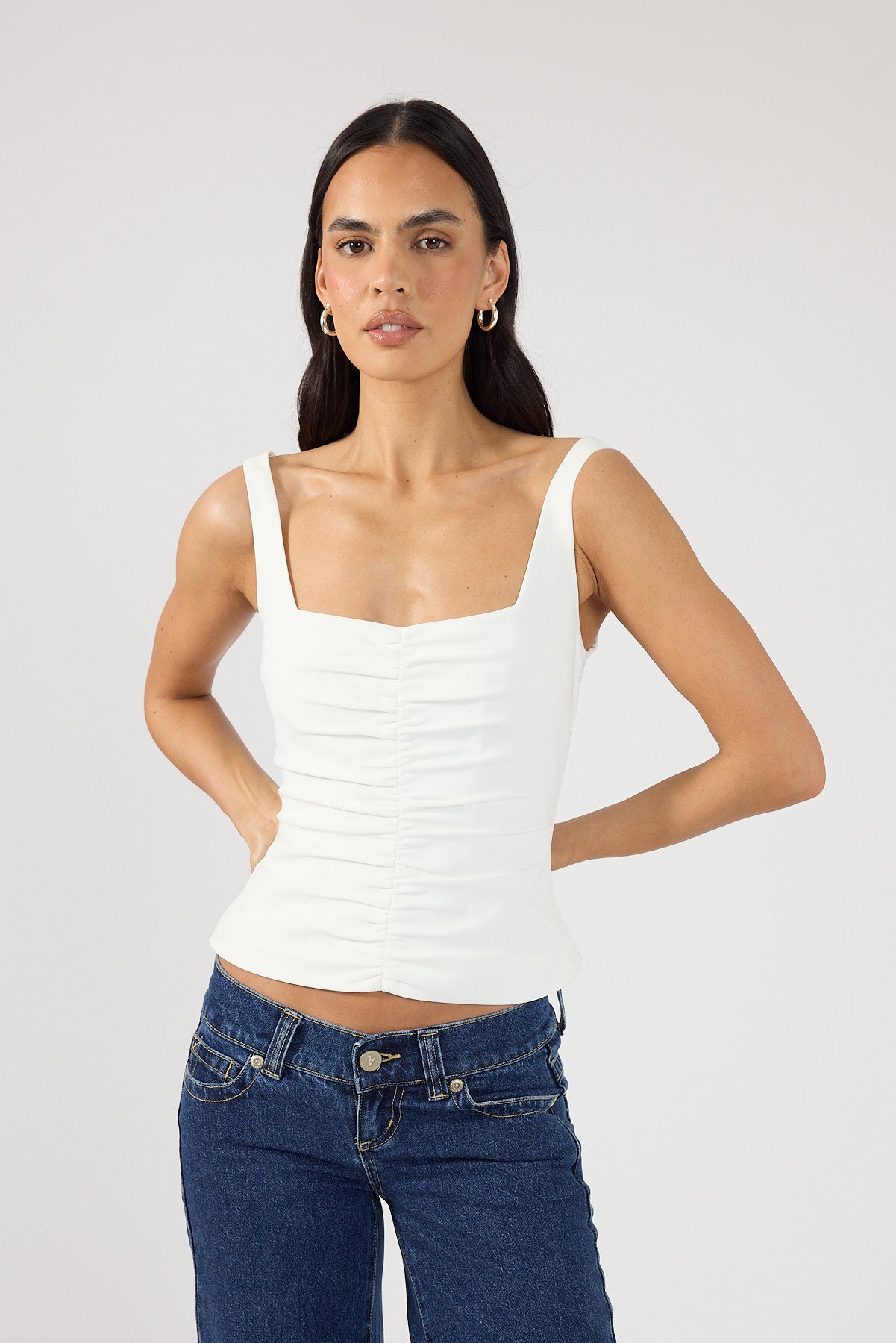 Perfect Stranger Phoebe Gathered Top White