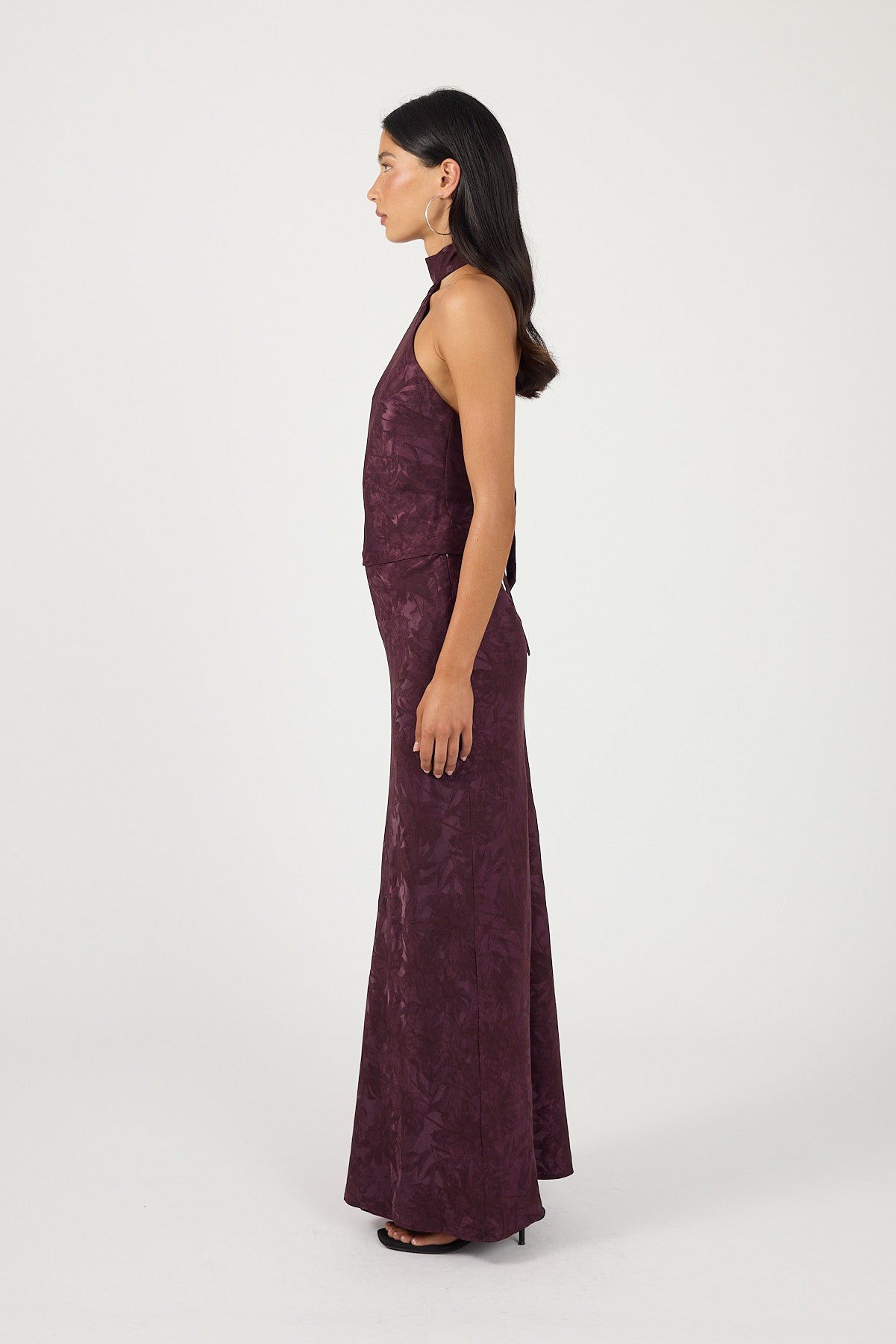 Perfect Stranger Ruelle Jacquard Maxi Skirt Plum