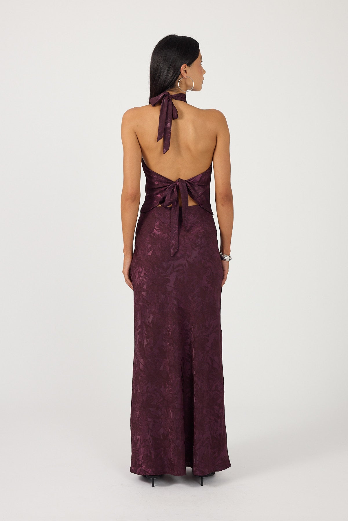 Perfect Stranger Ruelle Jacquard Maxi Skirt Plum